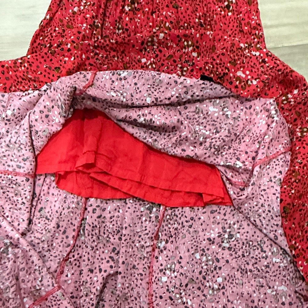 Free People red floral 40s Printed Midi Dress size 6 femme fit - Picture 9 of 9